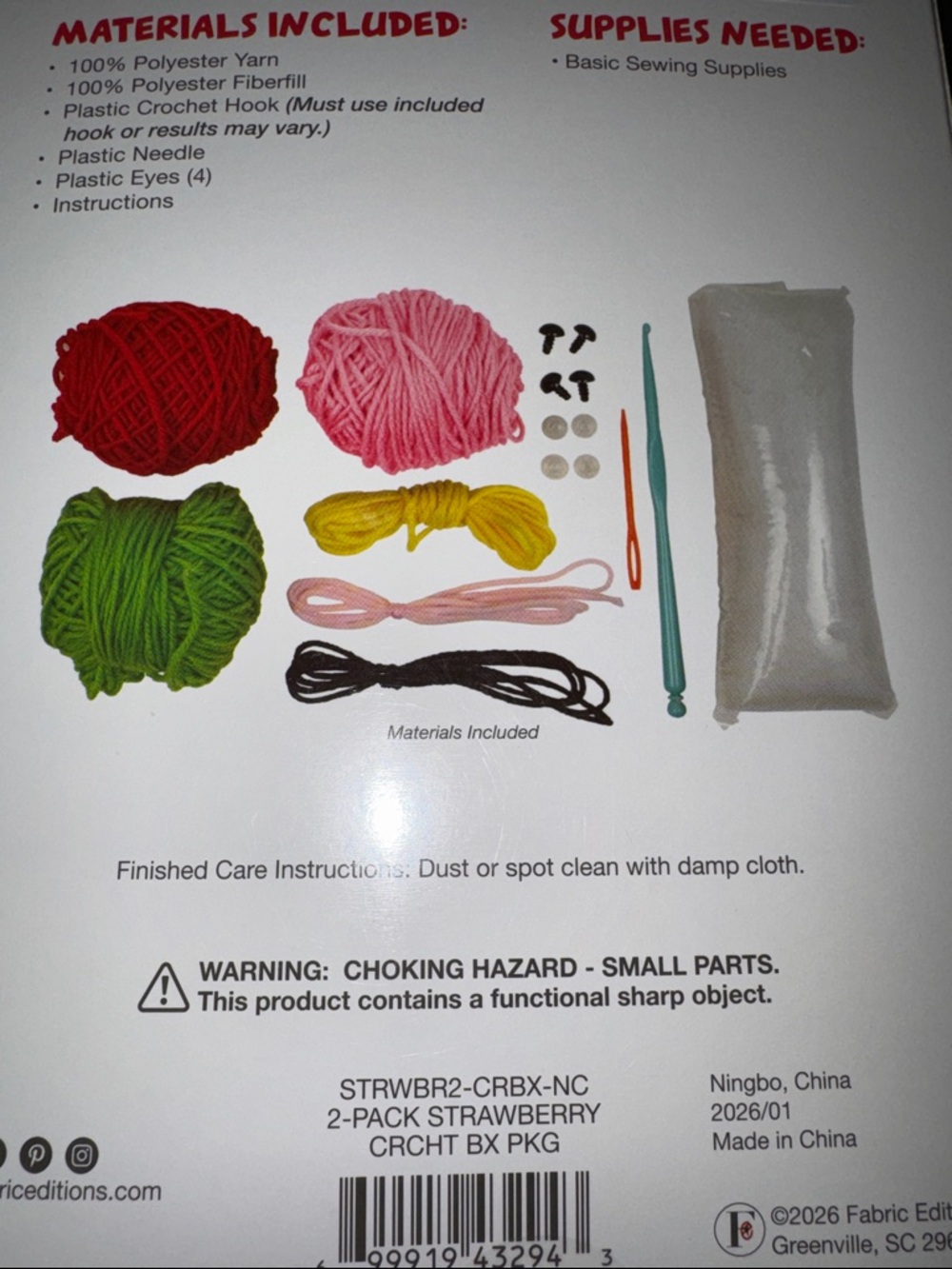 Complete Crochet Kit - Strawberries (Red & Pink) - Picture 3 of 3